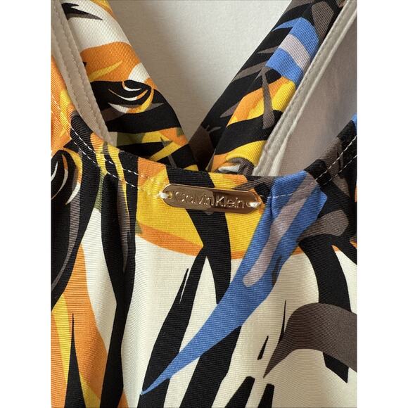 Calvin Klein Women’s 10 Tropical Twist-Front Tummy Control One-Piece Swimsuit - Picture 4 of 11